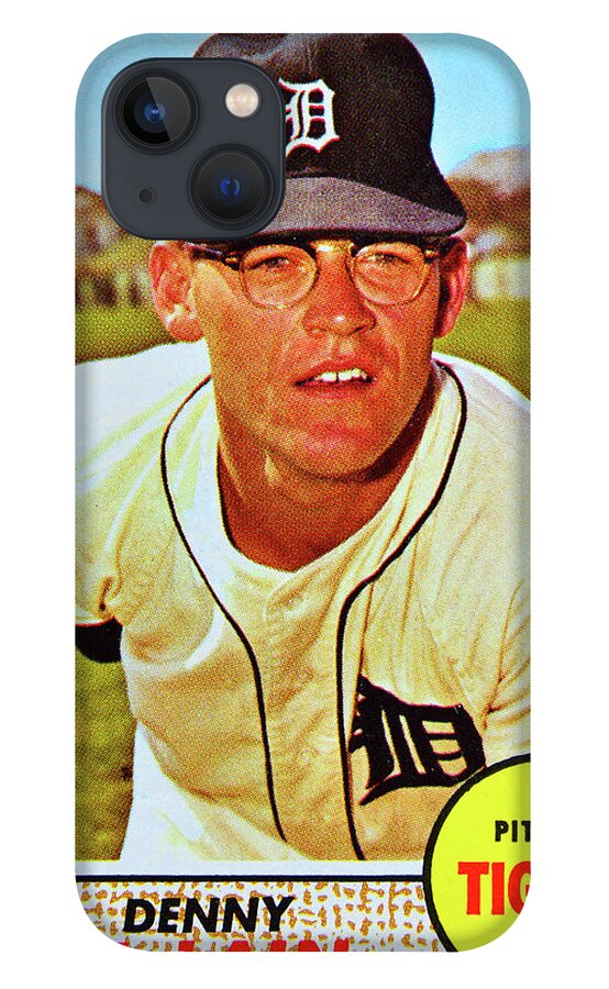 1968 Denny Mclain Topps Baseball Card iPhone 13 Case featuring the photograph 1968 Denny McLain Topps card by David Lee Thompson