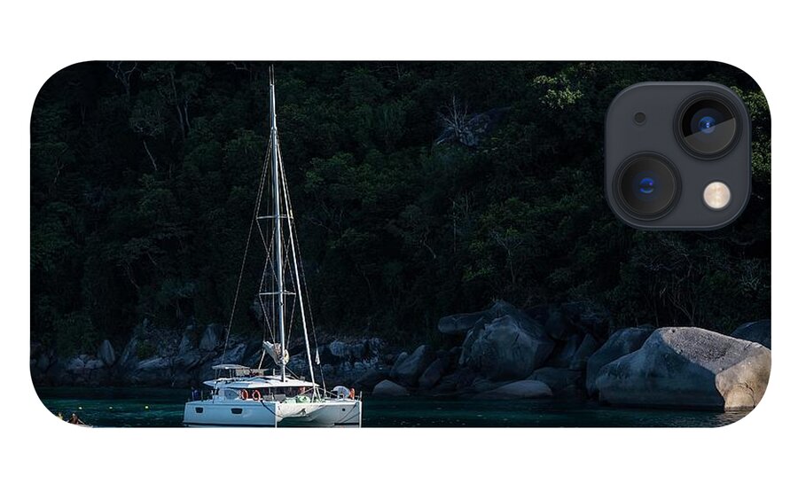 Sailboat iPhone 13 Case featuring the photograph Catamaran Sailboat Anchored At The Similan Islands In Thailand #2 by Cavan Images