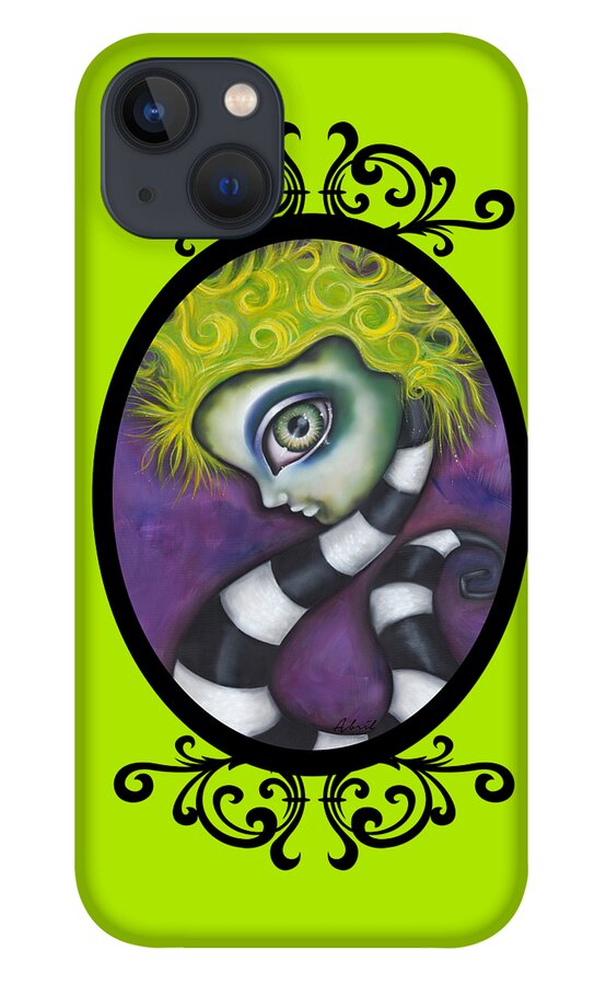 Beetlejuice iPhone 13 Case featuring the painting Beetlejuice by Abril Andrade