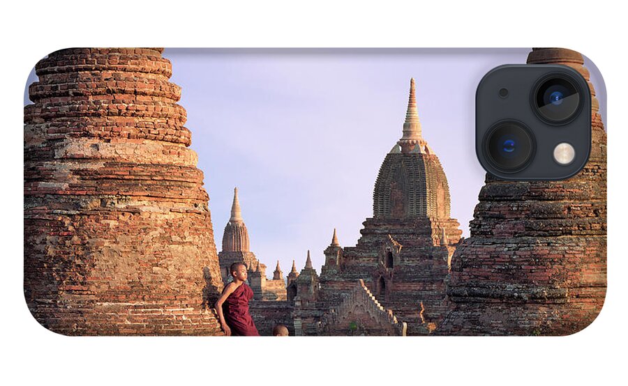 Child iPhone 13 Case featuring the photograph Myanmar, Bagan, Buddhist Monks On Temple #2 by Martin Puddy