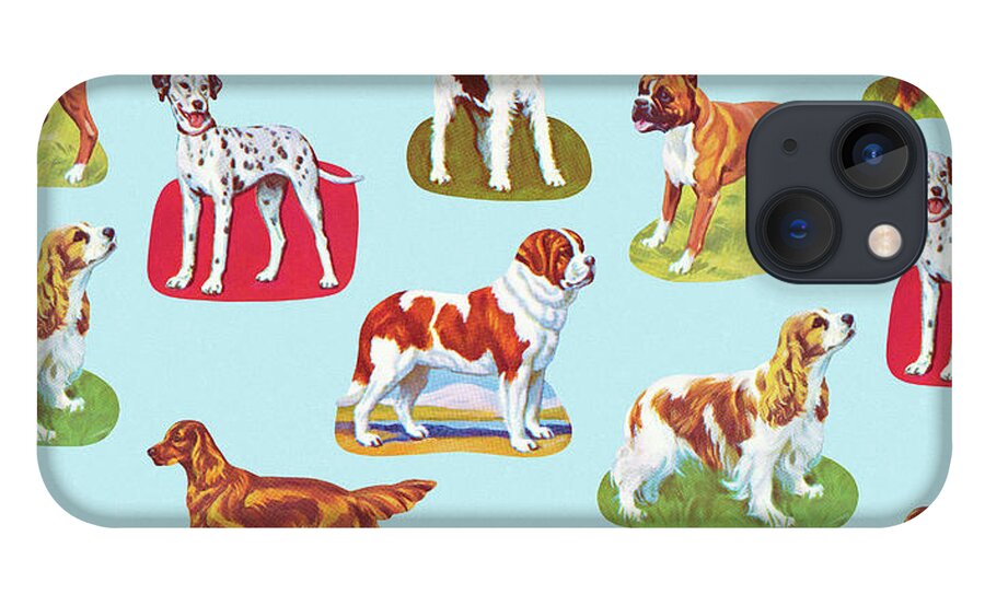 Animal iPhone 13 Case featuring the drawing Variety of Dogs #2 by CSA Images