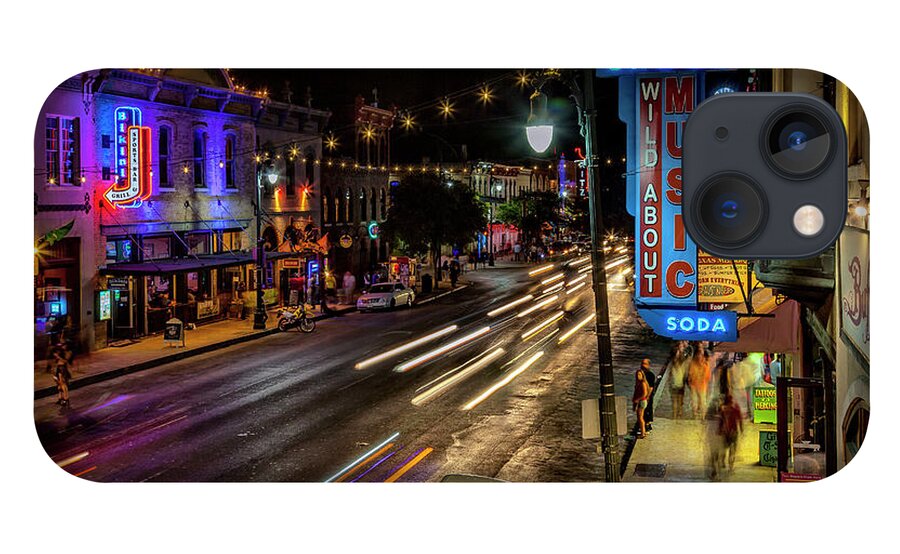 Estock iPhone 13 Case featuring the digital art 6th Street At Night, Austin, Texas by Milton Photography
