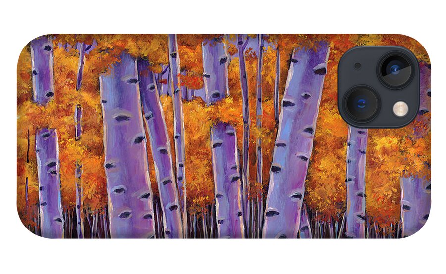 Aspen Trees iPhone 13 Case featuring the painting A Chance Encounter by Johnathan Harris