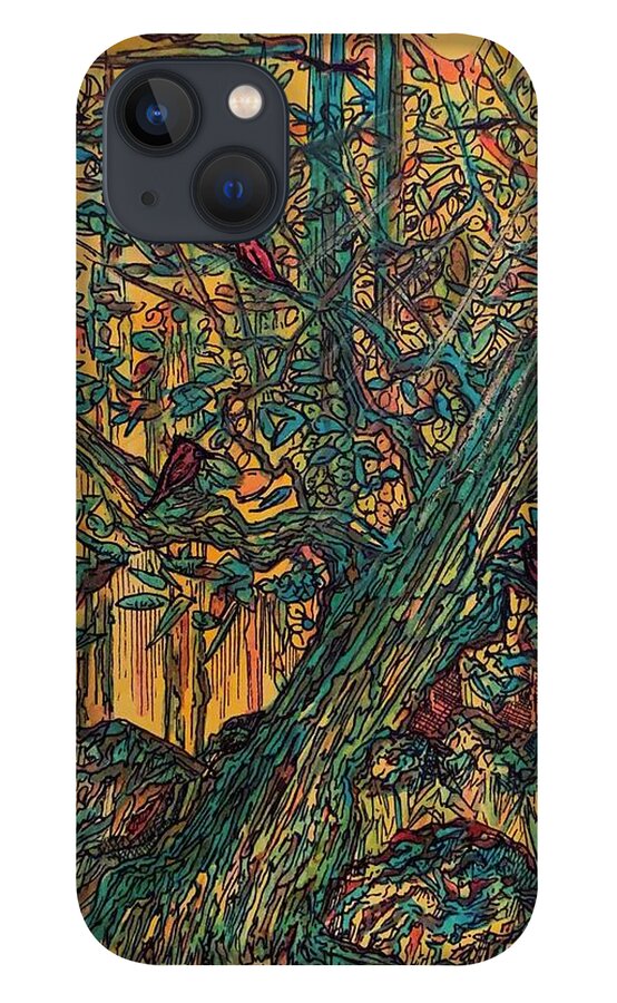 Tree iPhone 13 Case featuring the mixed media A Warm Place by Angela Weddle