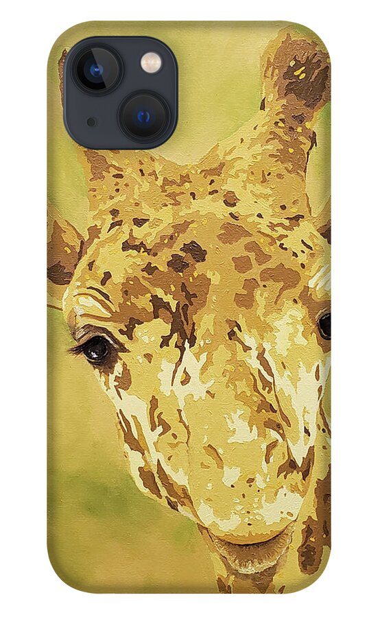 Giraffe iPhone 13 Case featuring the painting Abeke by Cheryl Bowman