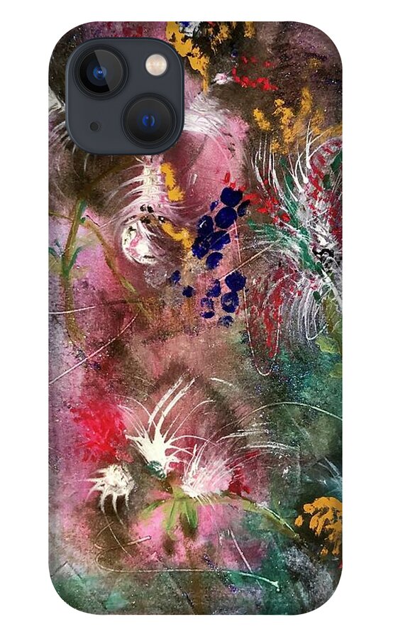 Acrylic iPhone 13 Case featuring the painting Abstract Floral by Laura Jaffe