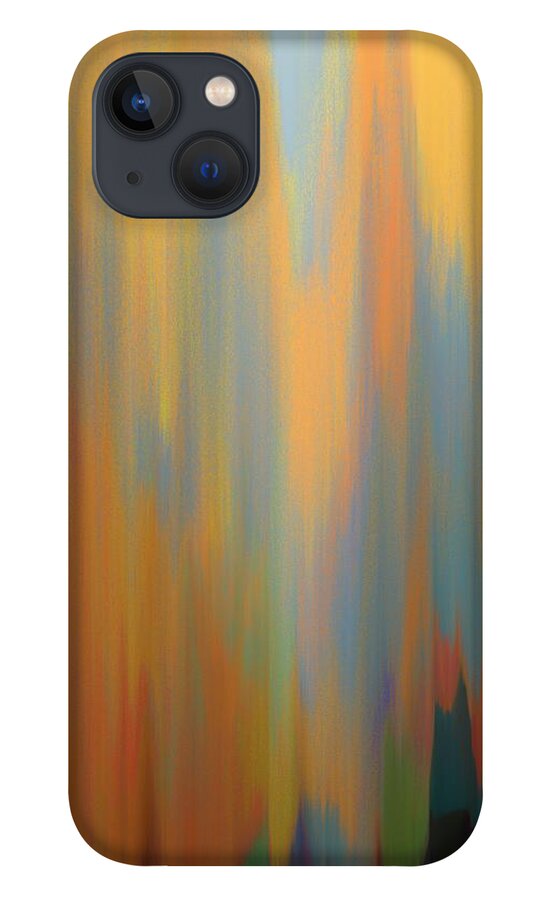 Abstract iPhone 13 Case featuring the digital art Abstract Landscape Orange and Yellow by Itsonlythemoon -