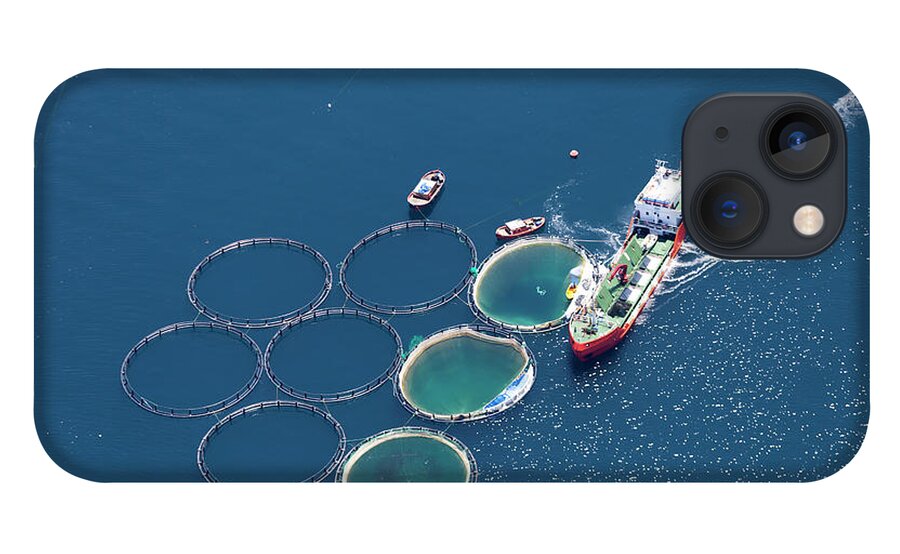 Water's Edge iPhone 13 Case featuring the photograph Aerial View Of Fish Farm by Gece33