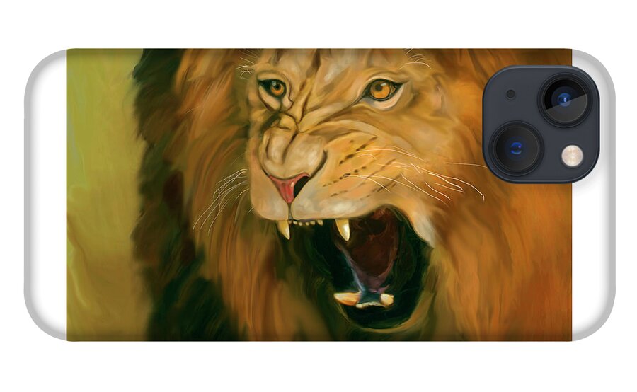 African Lion iPhone 13 Case featuring the digital art African Lion Ferocity by Mark Miller