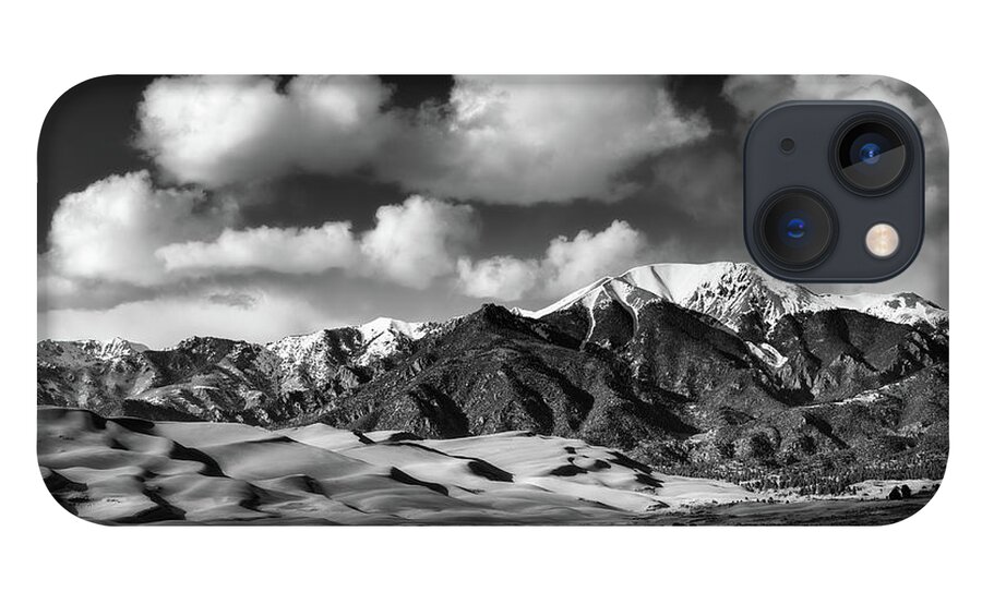 Monochrome iPhone 13 Case featuring the photograph Afternoon at the Dunes by Darren White