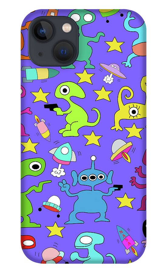 Aliens 2 iPhone 13 Case featuring the digital art Aliens 2 by Miguel Balb?s