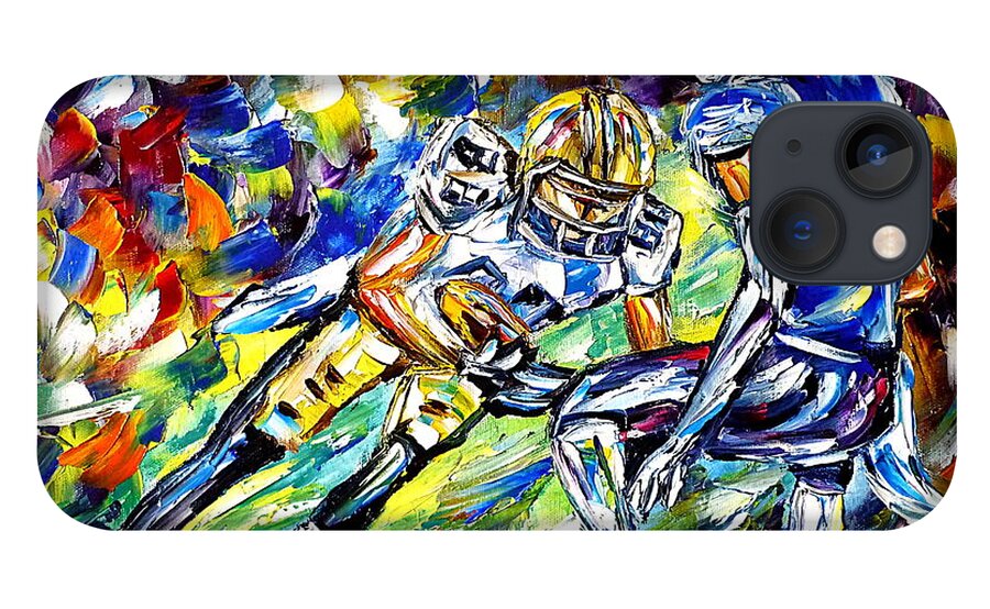 I Love Football iPhone 13 Case featuring the painting American Football by Mirek Kuzniar