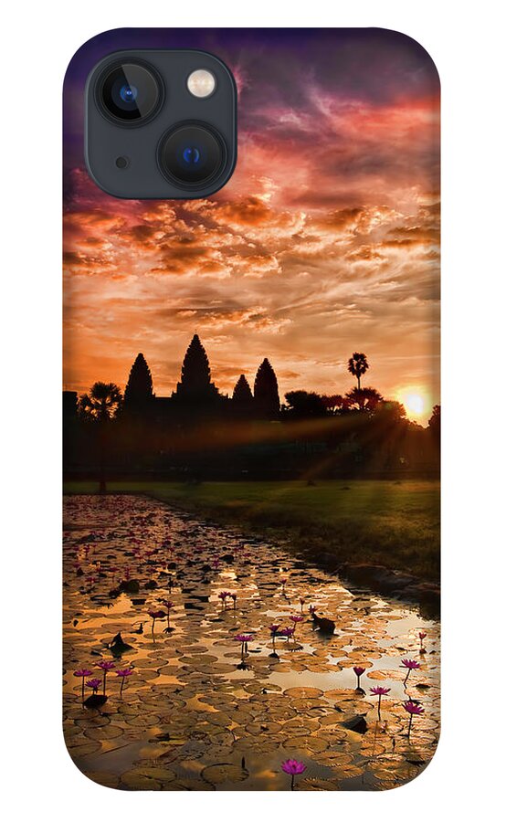Scenics iPhone 13 Case featuring the photograph Angkor Wat At Sunrise by Andrew Jk Tan