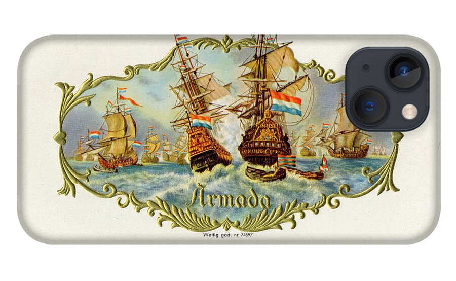 Spanish Armada Ships Cigar Box iPhone 13 Case featuring the painting Armada by Art Of The Cigar