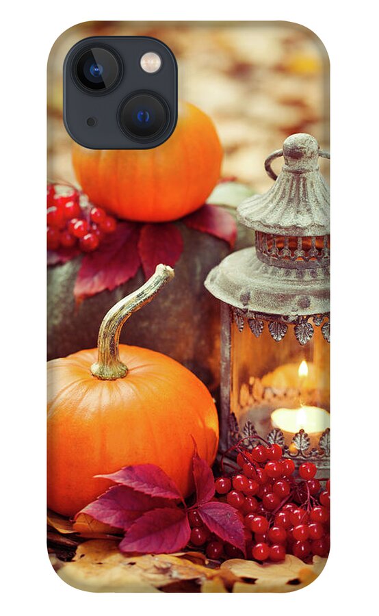 Gourd iPhone 13 Case featuring the photograph Arrangement With Pumpkins And Lantern by 5ugarless