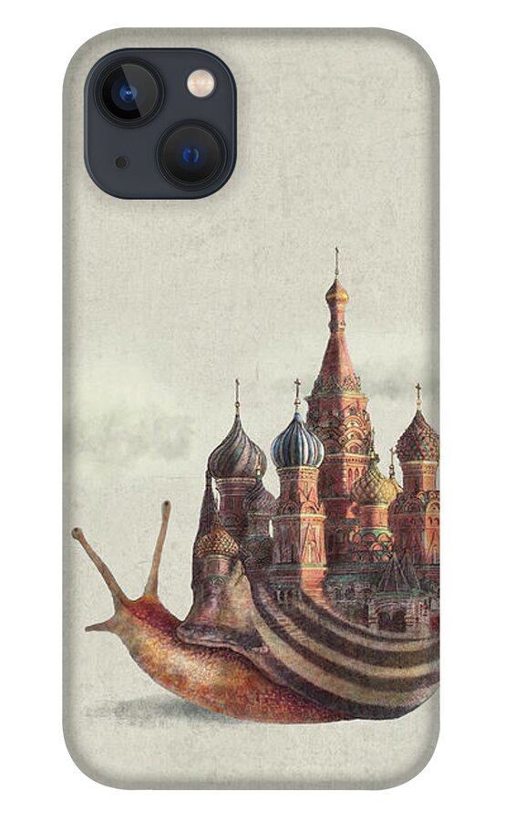 Snail iPhone 13 Case featuring the drawing The Snail's Daydream by Eric Fan