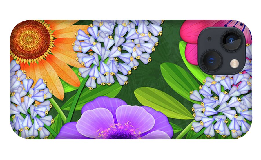 Flowers iPhone 13 Case featuring the digital art Bright Side by Valerie Drake Lesiak