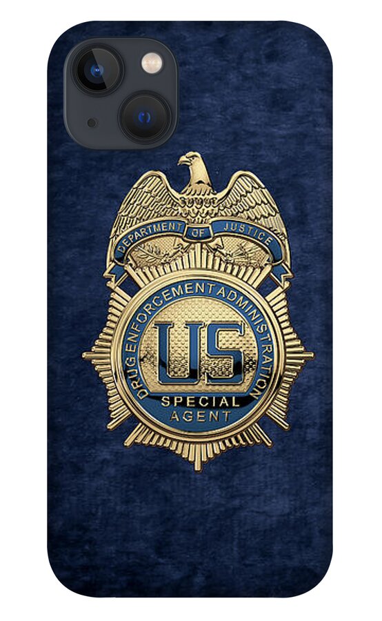 ‘law Enforcement Insignia & Heraldry’ Collection By Serge Averbukh iPhone 13 Case featuring the digital art Drug Enforcement Administration - D E A Special Agent Badge over Blue Velvet by Serge Averbukh