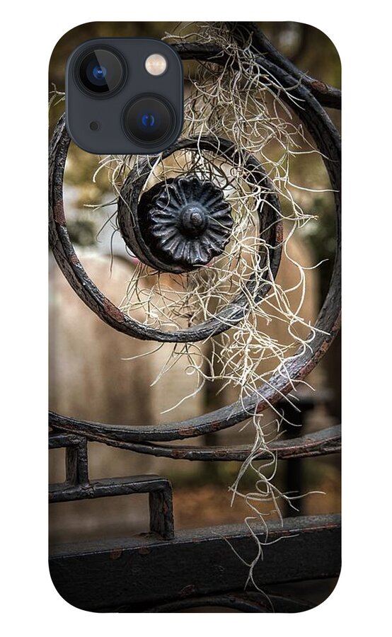 Cemetery Gate iPhone 13 Case featuring the photograph Rusted Cemetery Gate with Spanish Moss by Melissa Bittinger