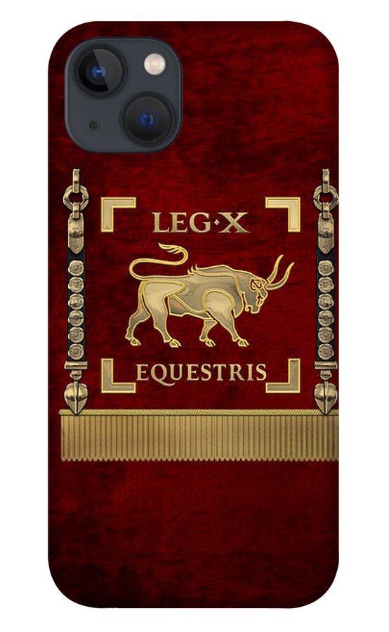 ‘rome’ Collection By Serge Averbukh iPhone 13 Case featuring the digital art Standard of the 10th Mounted Legion - Vexillum of Legio X Equestris by Serge Averbukh