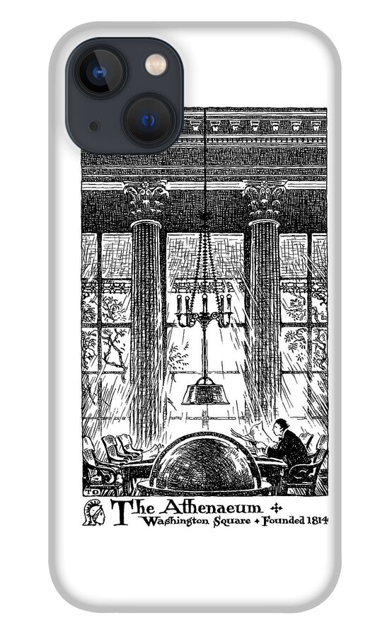 Thornton Oakley iPhone 13 Case featuring the drawing Athenaeum Reading Room by Thornton Oakley