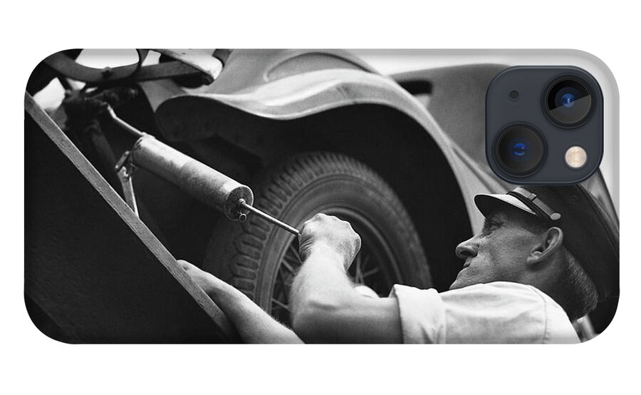 Working iPhone 13 Case featuring the photograph Auto Mechanic Vintage by George Marks
