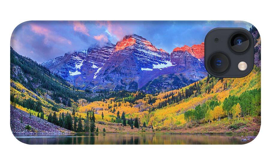 Scenics iPhone 13 Case featuring the photograph Autumn Colors At Maroon Bells And Lake by Dszc