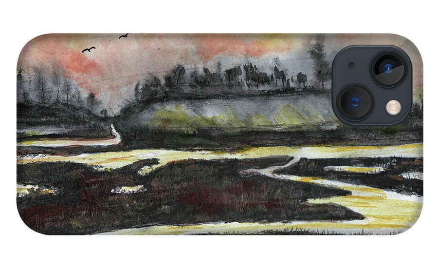 Bay iPhone 13 Case featuring the painting Back Bay After Sunset by Randy Sprout