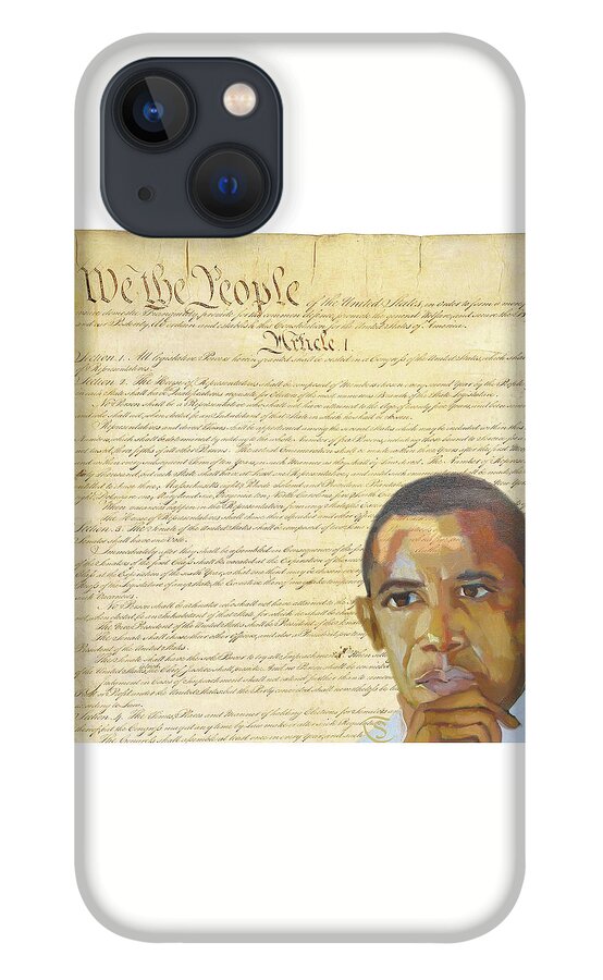 Barack Hussein Obama iPhone 13 Case featuring the digital art Barack Obama - Constitution by Suzanne Giuriati Cerny