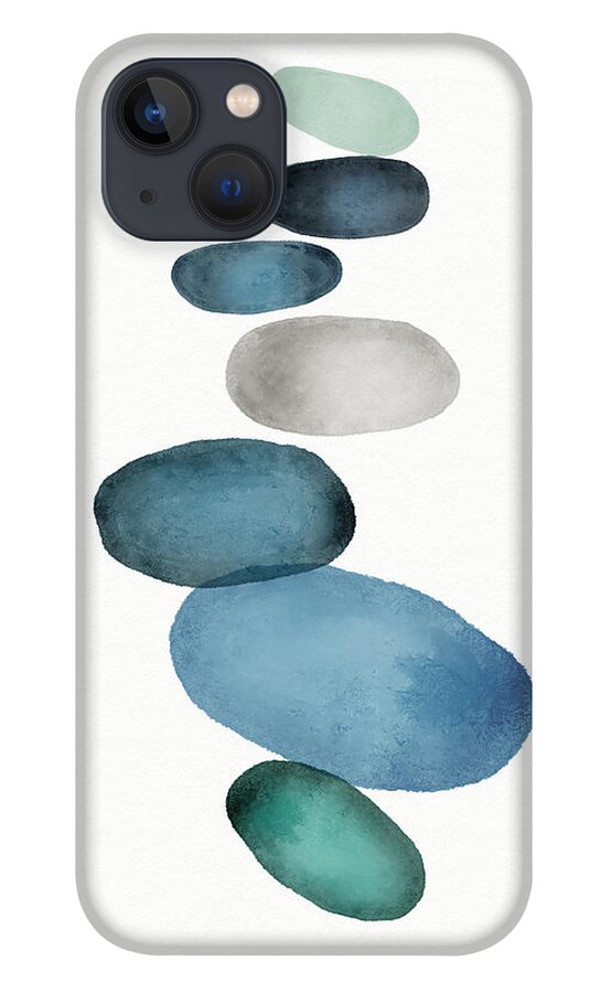 Modern iPhone 13 Case featuring the painting Beach Stones 1- Art by Linda Woods by Linda Woods