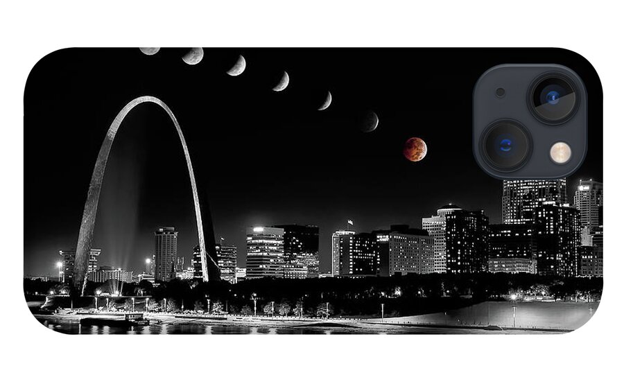 Arch Waterfront iPhone 13 Case featuring the photograph Blood Moon over St. Louis by Randall Allen