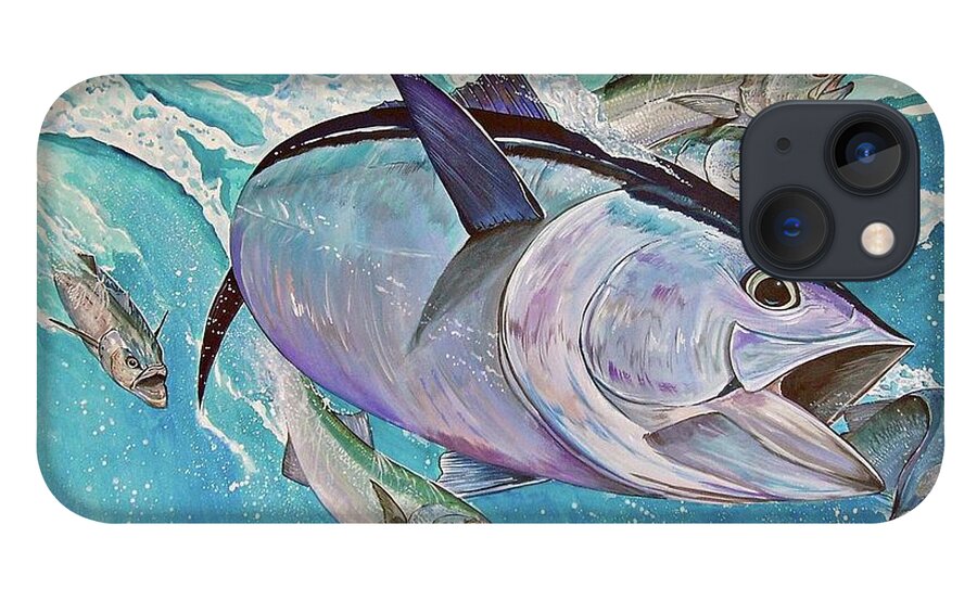 Bluefin Tuna Tuna iPhone 13 Case featuring the painting Bluefin and Bluefish by Mark Ray
