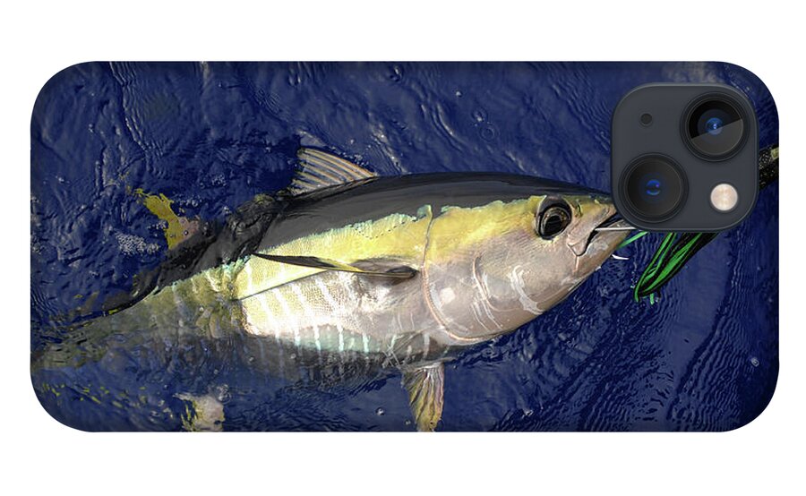 Tuna iPhone 13 Case featuring the photograph Bluefin tuna with lure by David Shuler
