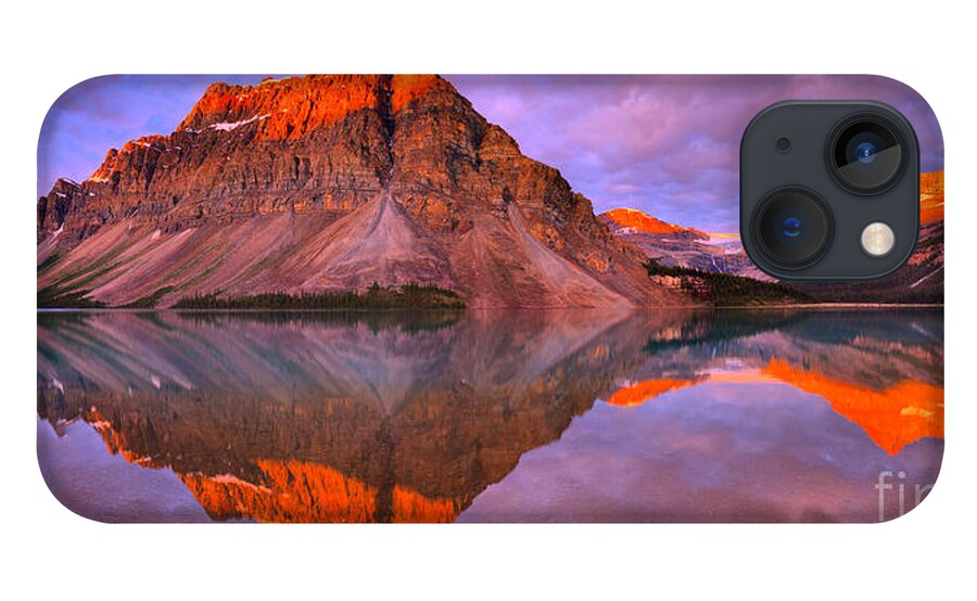Bow Lake iPhone 13 Case featuring the photograph Bow Lake Summer Sunrise Reflections by Adam Jewell