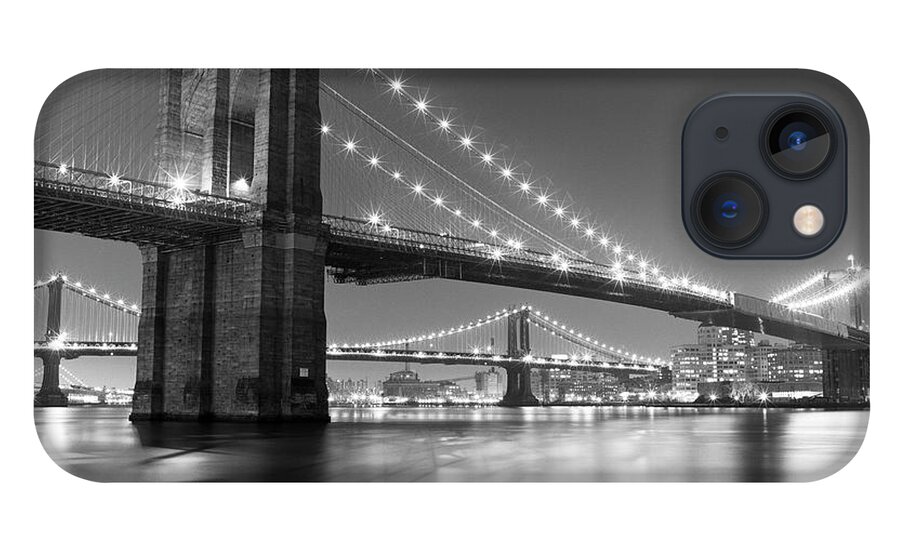 Scenics iPhone 13 Case featuring the photograph Brooklyn Bridge At Night by Adam Garelick