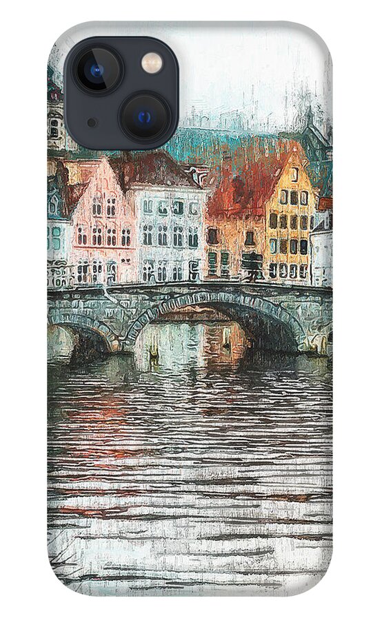 Belgium iPhone 13 Case featuring the painting Bruges, Belgium - 02 by AM FineArtPrints