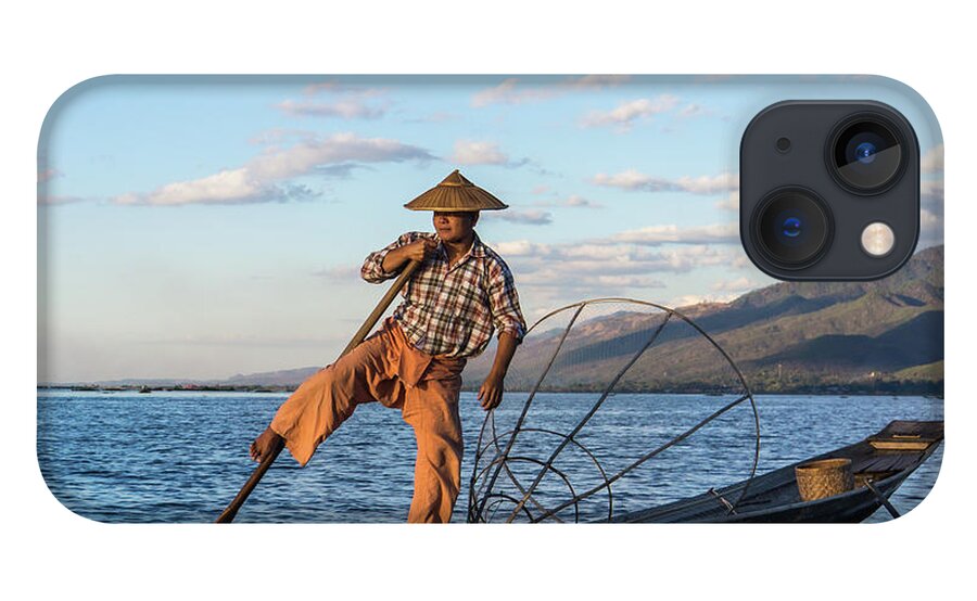 Fisherman iPhone 13 Case featuring the photograph Burmese Intha fisherman by Ann Moore