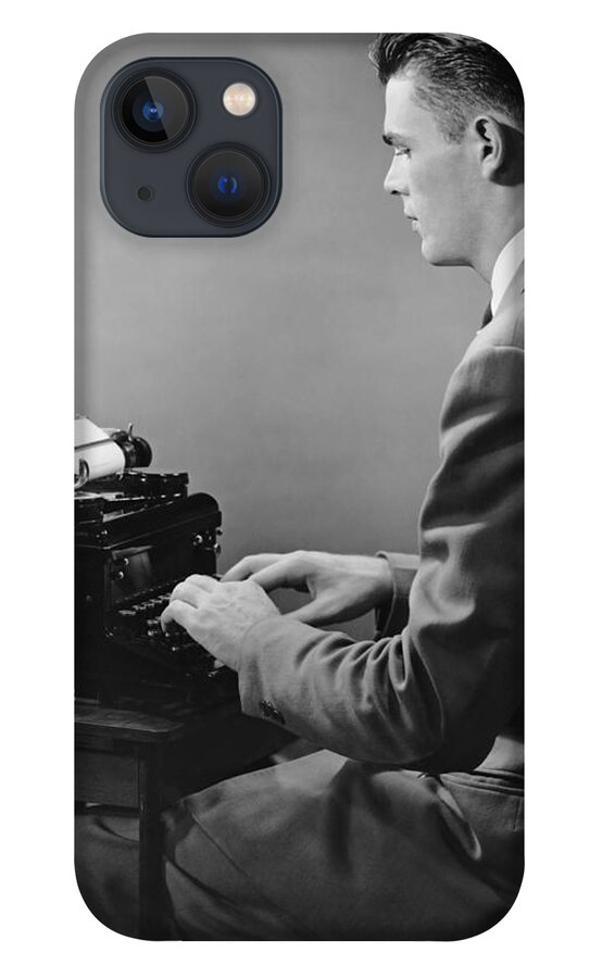 Three Quarter Length iPhone 13 Case featuring the photograph Businessman Inside Office Typing by George Marks