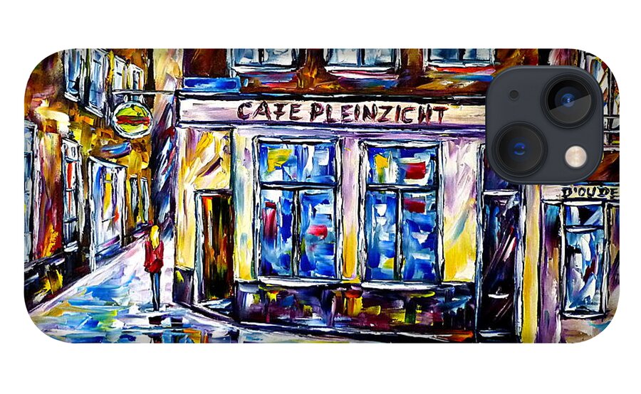 Amsterdam Painting iPhone 13 Case featuring the painting Cafe Pleinzicht, Amsterdam by Mirek Kuzniar