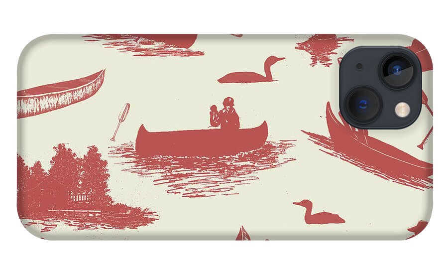 Canoe Pattern Rust iPhone 13 Case featuring the mixed media Canoe Pattern Rust by Sher Sester
