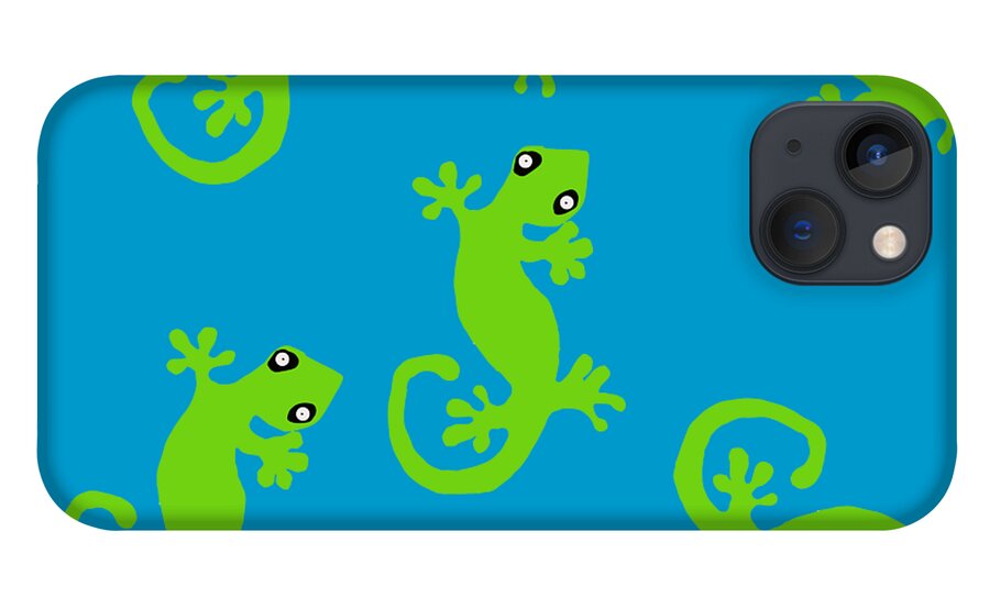 Cavorting Geckos iPhone 13 Case featuring the digital art Cavorting Geckos by Kandy Hurley