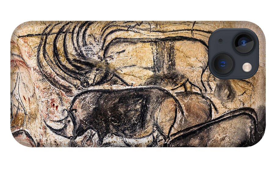Chauvet Rhinoceros Panel iPhone 13 Case featuring the digital art Chauvet - Rhinoceros Panel by Weston Westmoreland