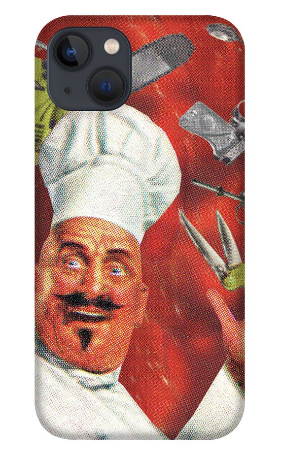 Adult iPhone 13 Case featuring the drawing Chef with Variety of Tools and Equipment by CSA Images