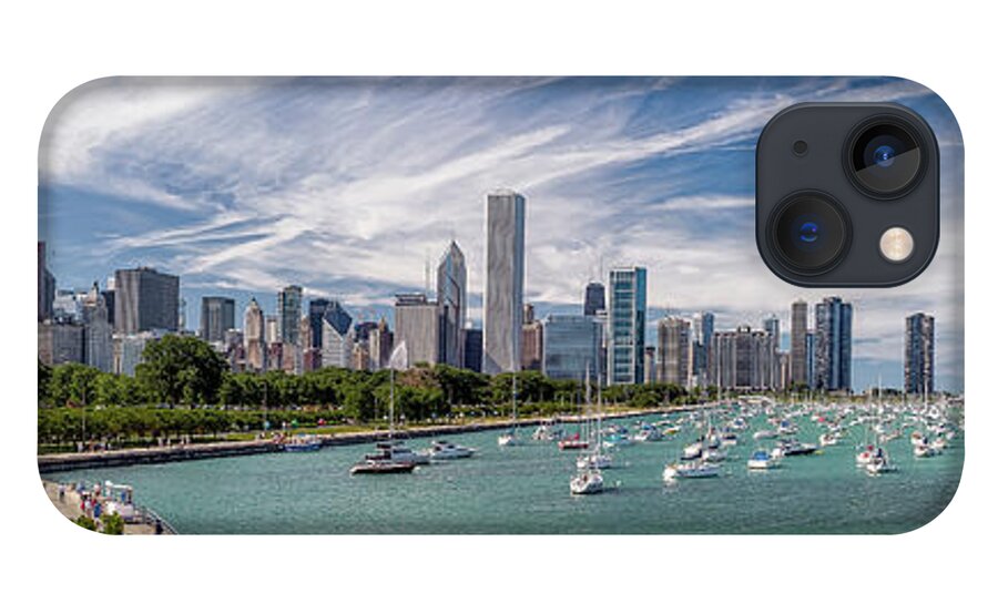 3scape iPhone 13 Case featuring the photograph Chicago Skyline Daytime Panoramic by Adam Romanowicz