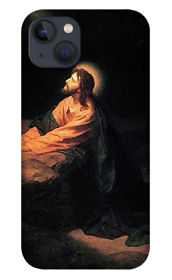Heinrich Hofmann iPhone 13 Case featuring the painting Christ in Gethsemane by Heinrich Hofmann