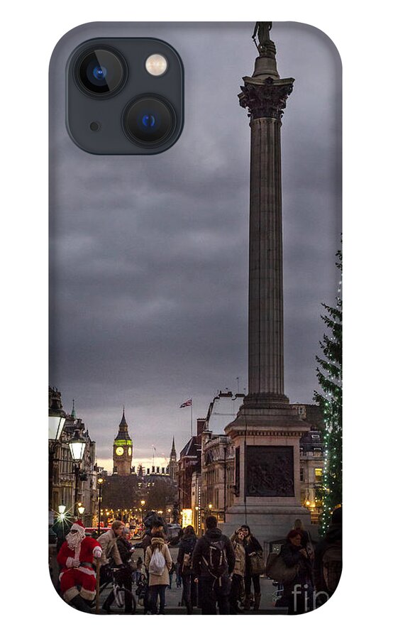 Father Christmas iPhone 13 Case featuring the photograph Christmas in Trafalgar Square, London by Perry Rodriguez