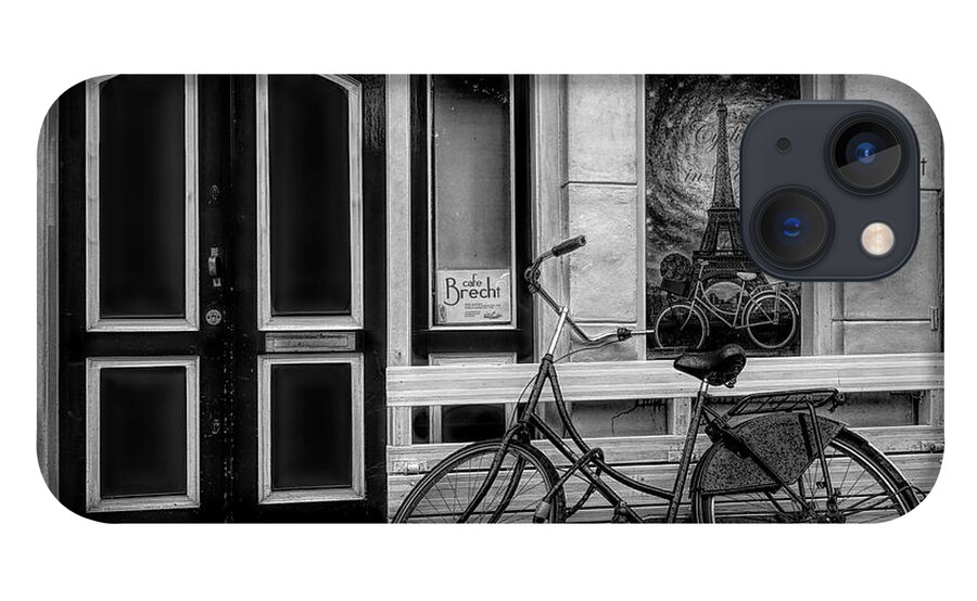 Amsterdam iPhone 13 Case featuring the photograph City Bike Downtown in Black and White by Debra and Dave Vanderlaan
