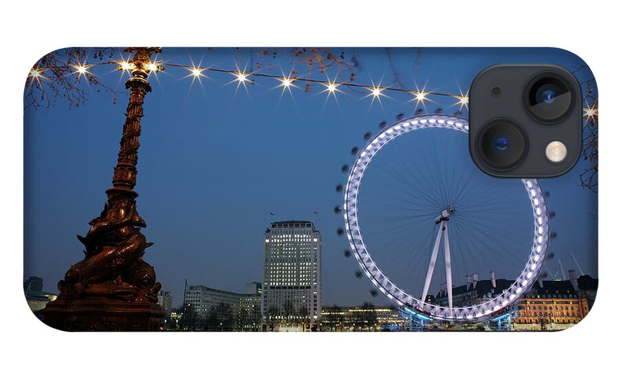 Outdoors iPhone 13 Case featuring the photograph City Skyline And Millennium Wheel At by Gary Yeowell