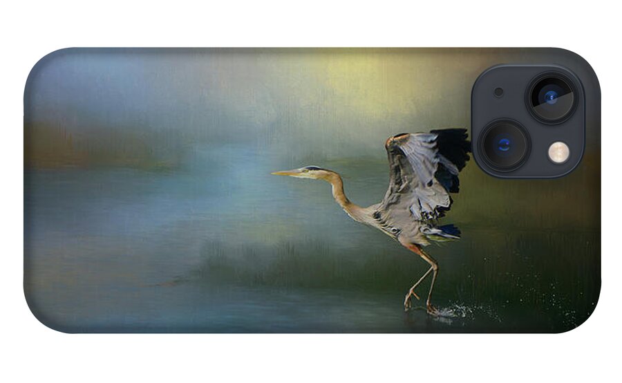 Great Blue Heron Takeoff iPhone 13 Case featuring the photograph Cleared for Takeoff by Randall Allen