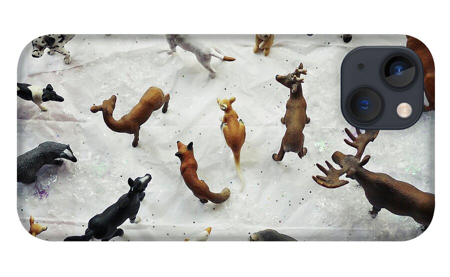 Badger iPhone 13 Case featuring the photograph Collection Of Small Toy Animals Viewed by Fiona Crawford Watson